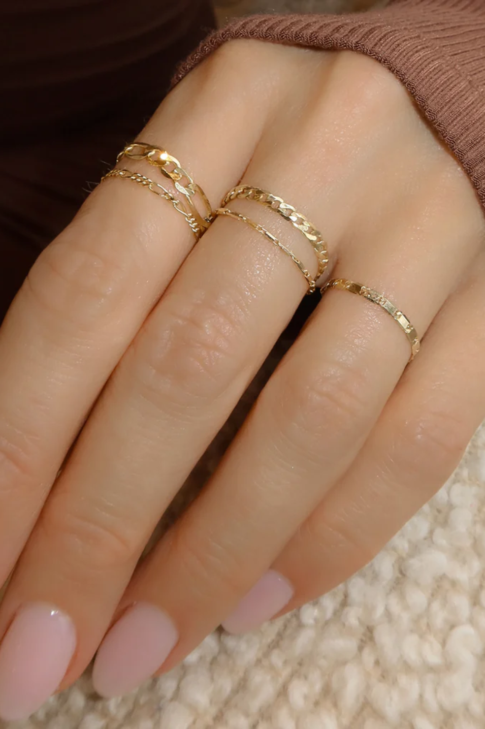Figaro Bold Chain Ring - Solid 10k Gold