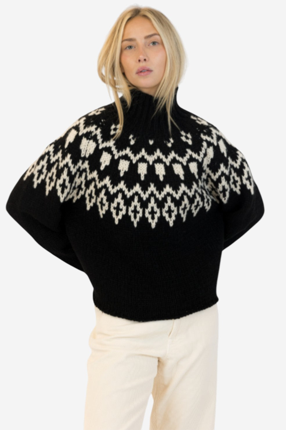 AggieFair Isle Crewneck Pullover - Black/White