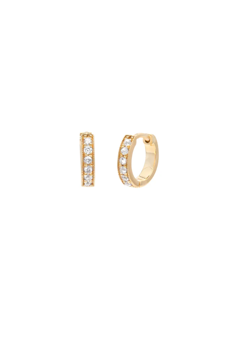 Pave Mini Huggies - 8mm Gold CZ