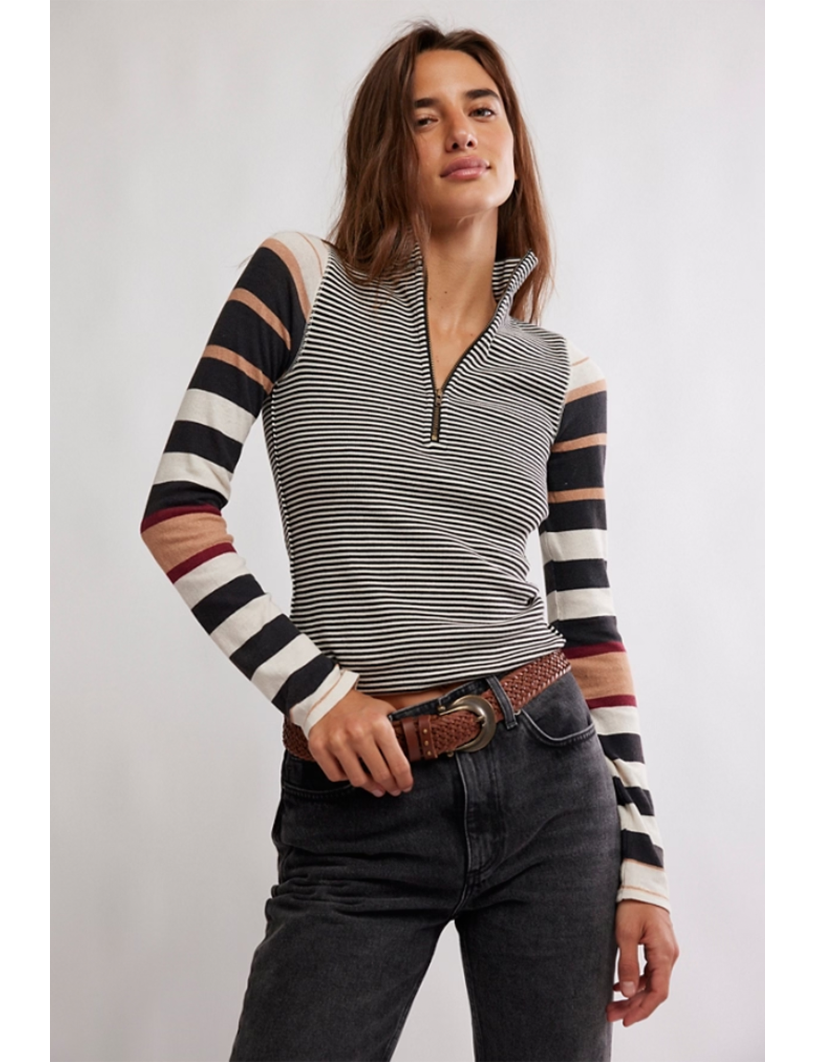 Avery Zip Up, Black/Combo