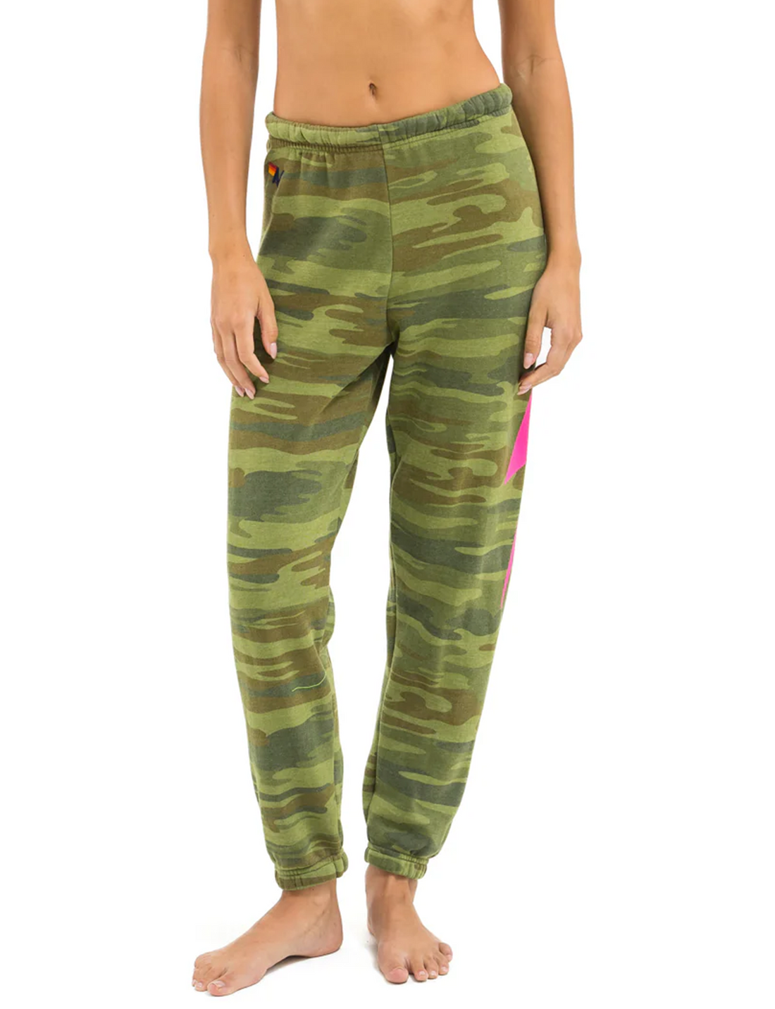 Bolt Sweatpants, Camo/Neon Pink