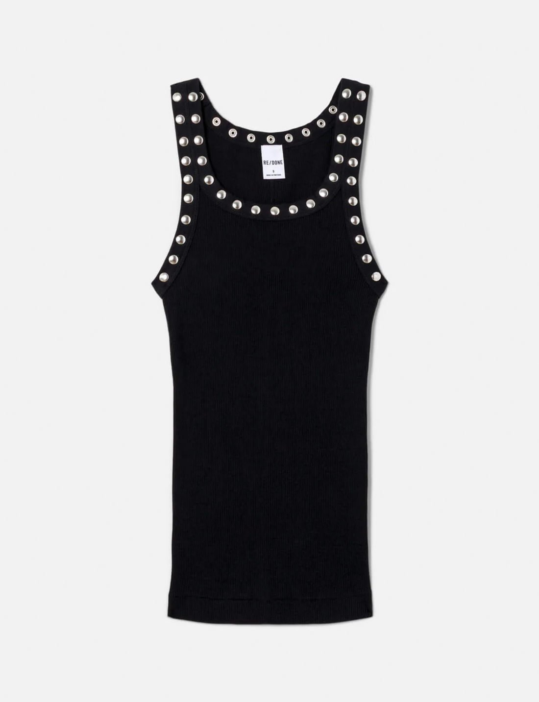 Studded Ribbed Tank, Black