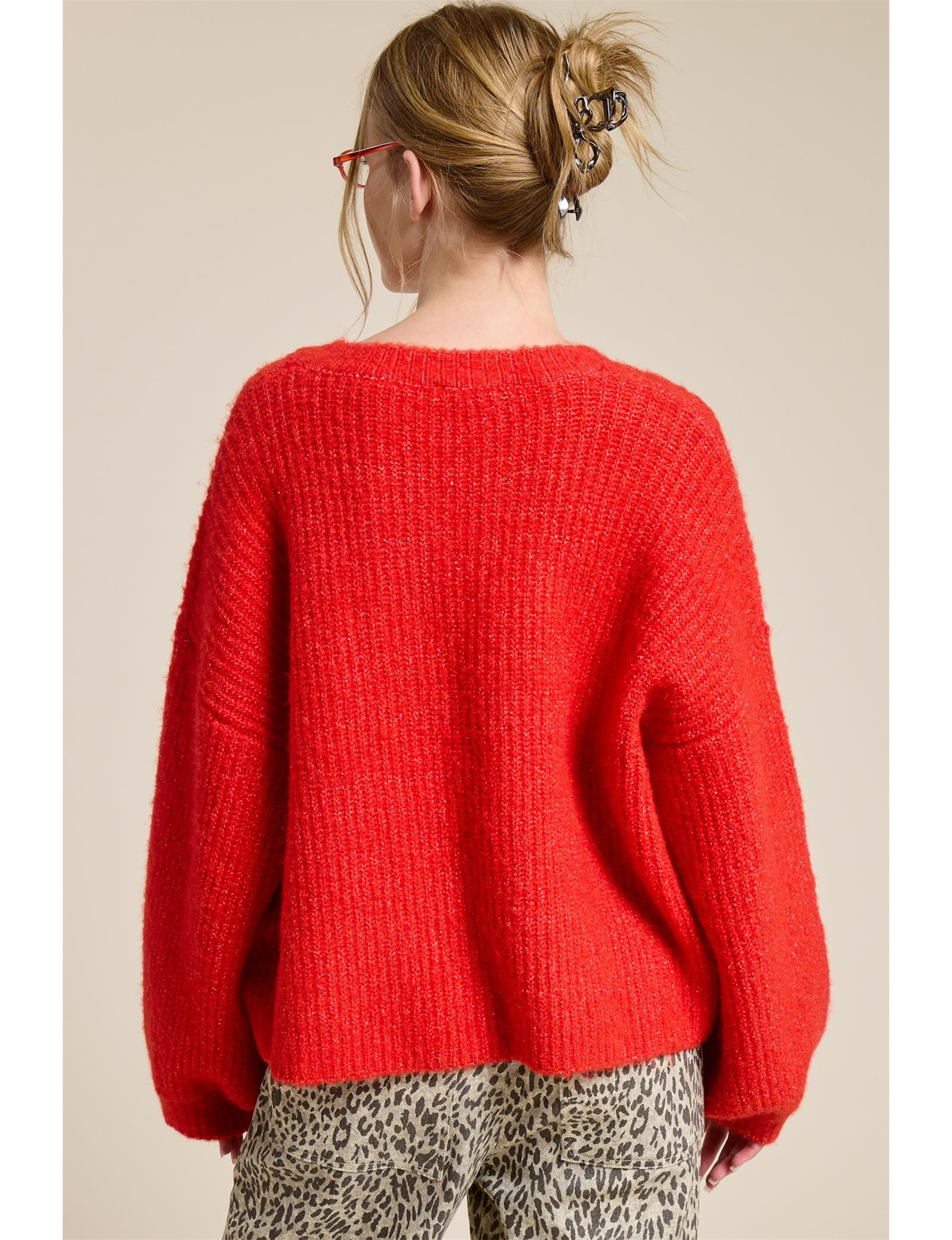 Balloon Cardigan, Scarlet