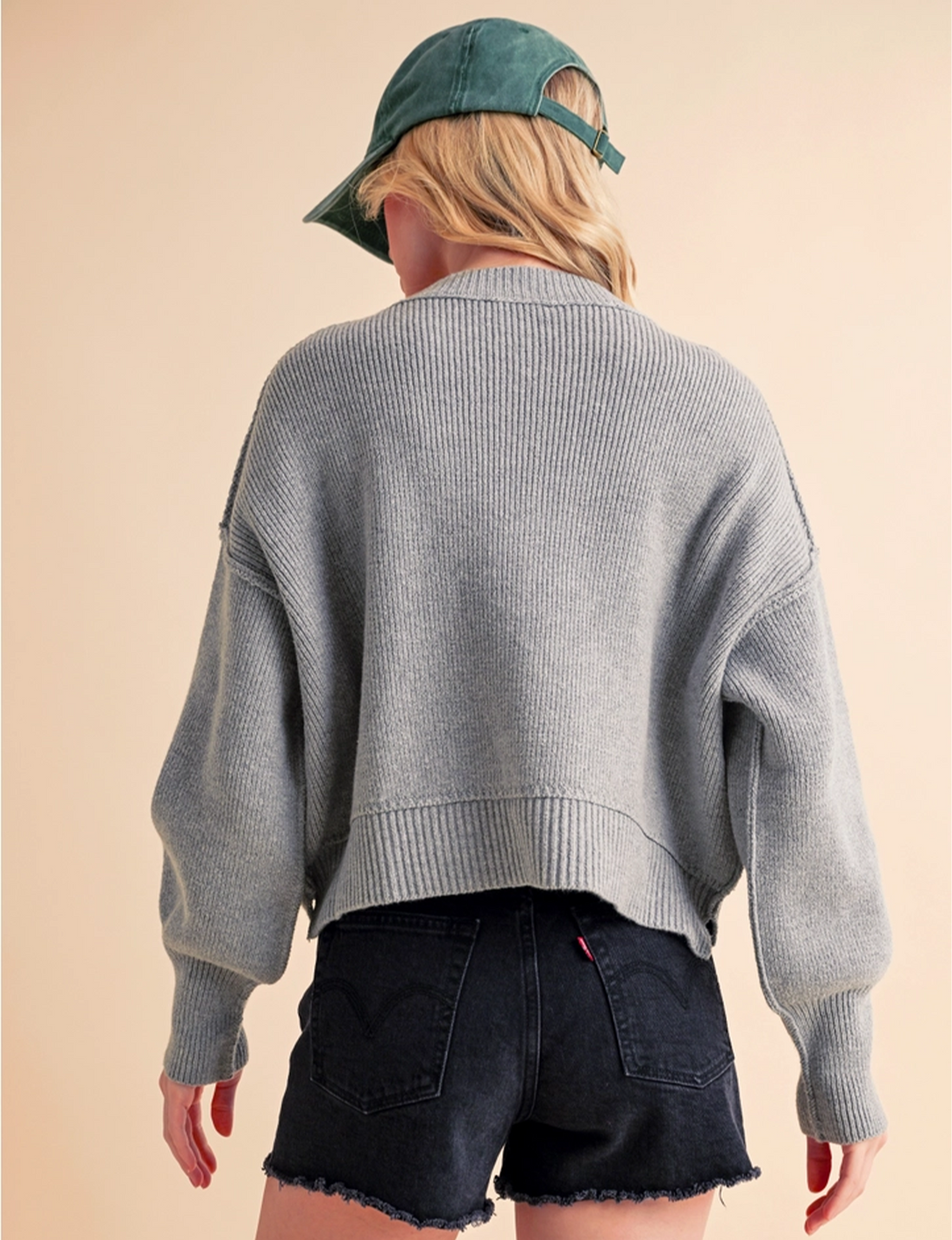 Regina Knit Sweater, Heather Grey