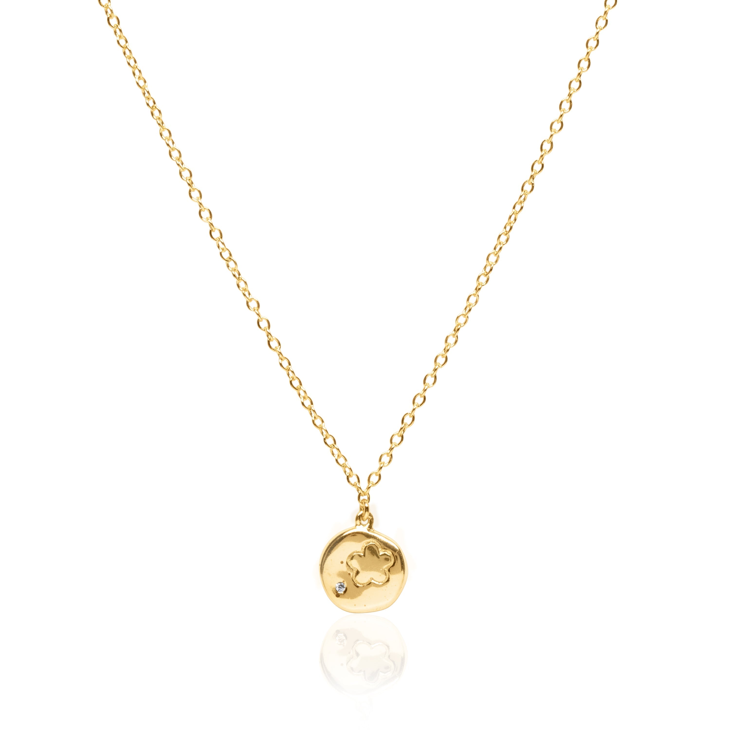 Flower Coin Silver Necklace