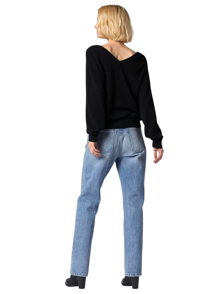 Lilou V-Neck Cashmere Sweater - True Black