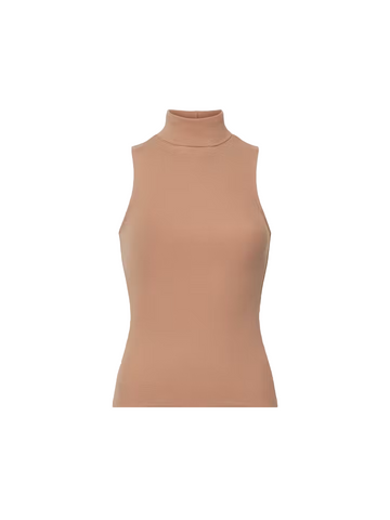 Sleeveless Turtleneck Top - Camel