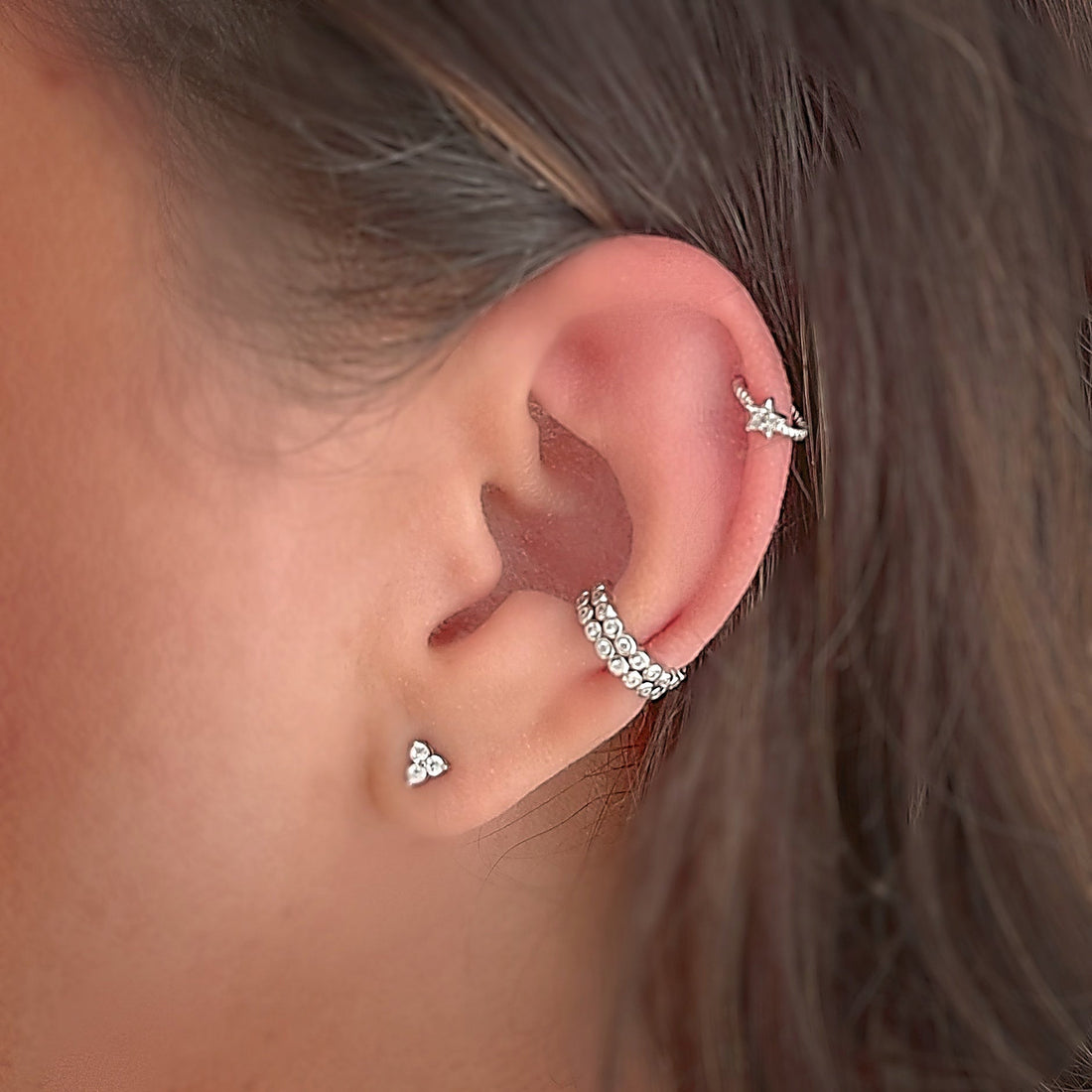 Shooting Star Cuff Silver Earring